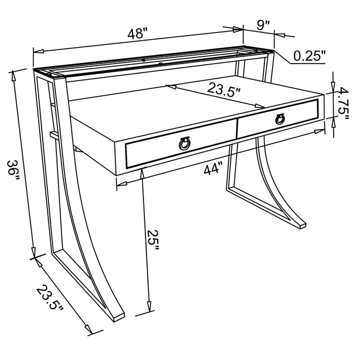 Gemma 48-inch 2-drawer Writing Desk White High Gloss