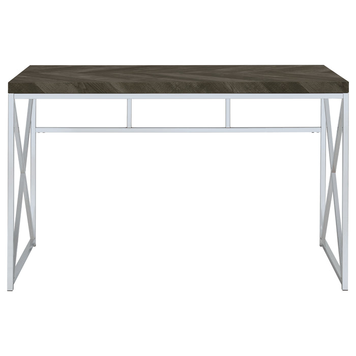 Grimma 47-inch Writing Office Desk Rustic Grey and Chrome