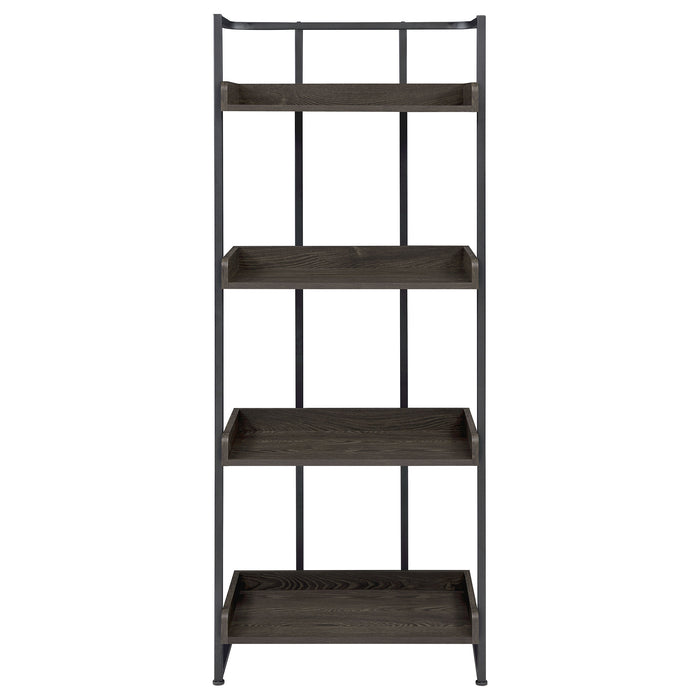 Ember 68-inch 4-shelf Bookshelf Dark Oak and Black