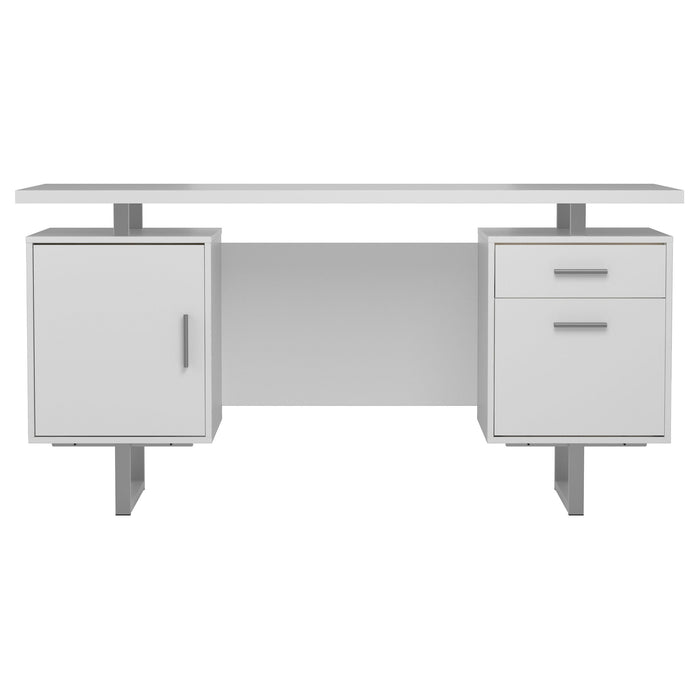 Lawtey 60-inch 2-drawer Computer Desk White High Gloss