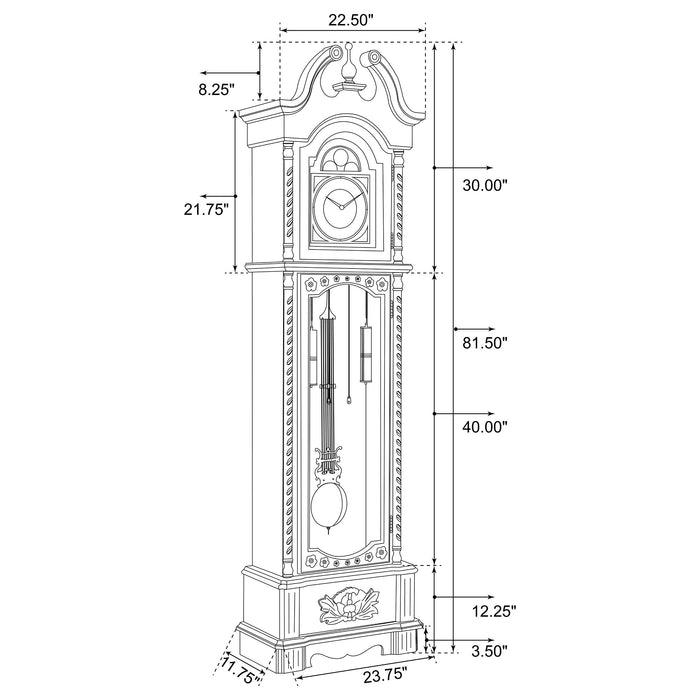 Cedric Grandfather Clock with Adjustable Chime Golden Brown