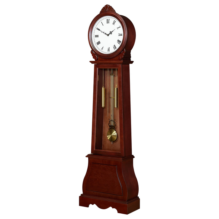 Narcissa Grandfather Clock with Adjustable Chime Brown Red