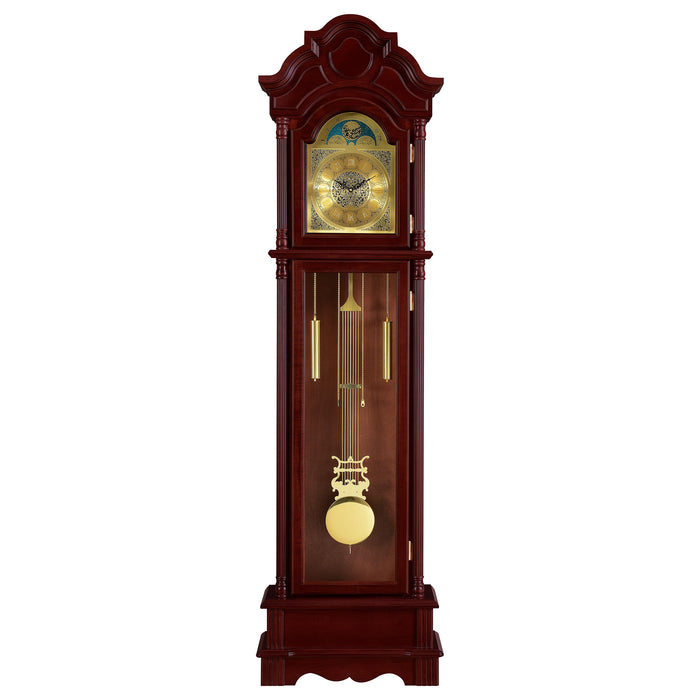 Diggory Grandfather Clock with Adjustable Chime Brown Red