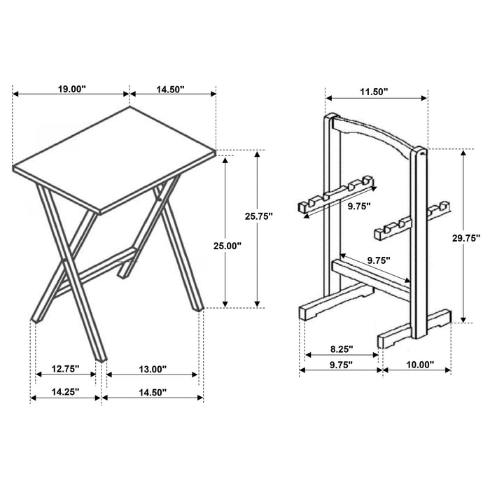 Donna 4-piece TV Tray Table Set with Stand Cappuccino