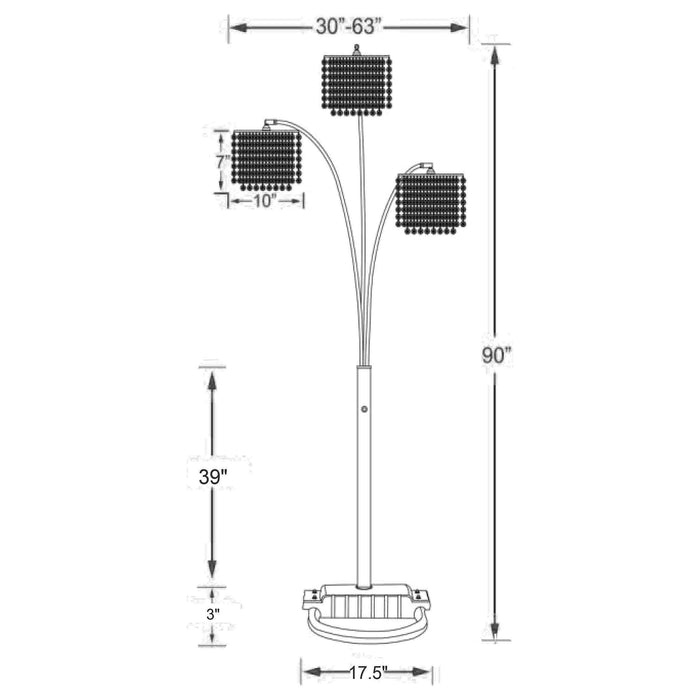 Miriam 90-inch Hanging Crystal Arc Floor Lamp Chrome