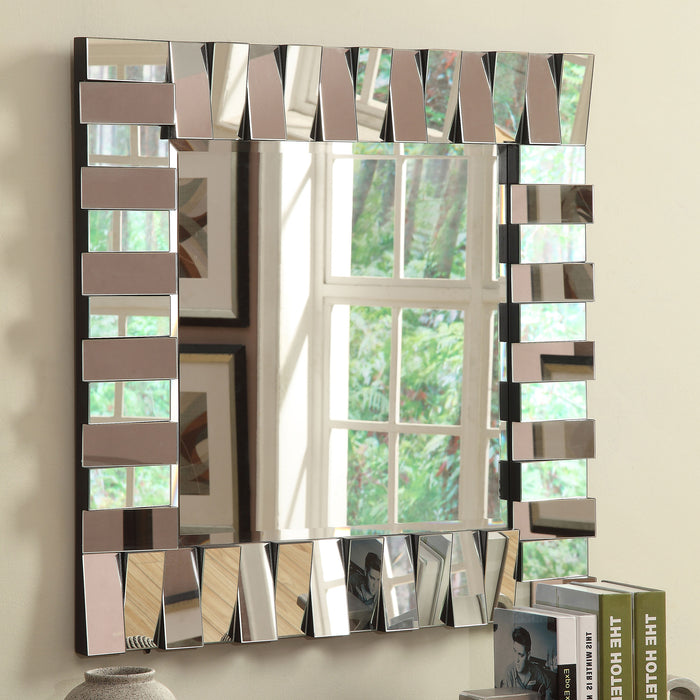 Tanwen 32 x 32 Inch Layered Panel Wall Mirror Silver