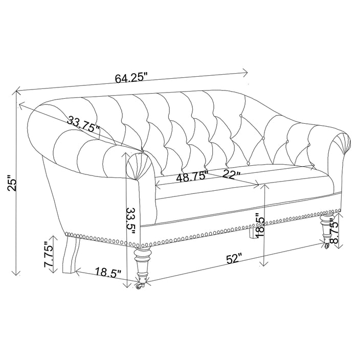 Billie Upholstered Rolled Arm Tufted Loveseat Natural