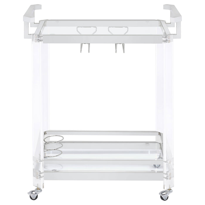 Jefferson 2-tier Glass Shelf Acrylic Bar Cart Chrome