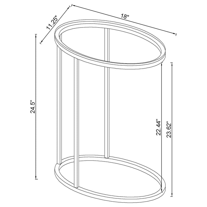 Kyle Oval Glass Top C-Shaped Sofa Side Table Chrome