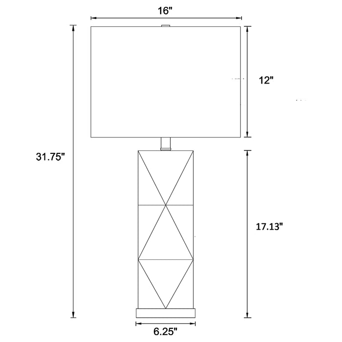 Camie 32-inch Rectangular Shade Geometric Table Lamp White