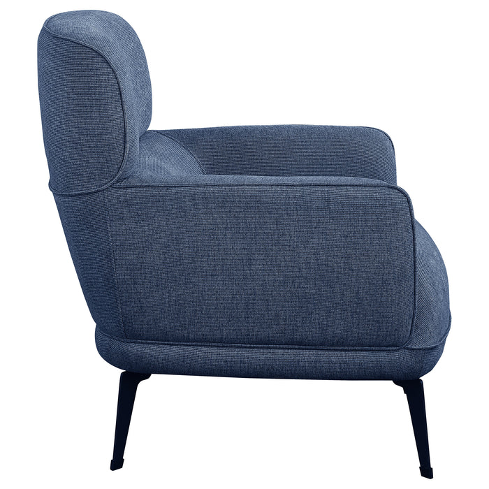 Andrea Upholstered Crecent Arm Accent Chair Blue