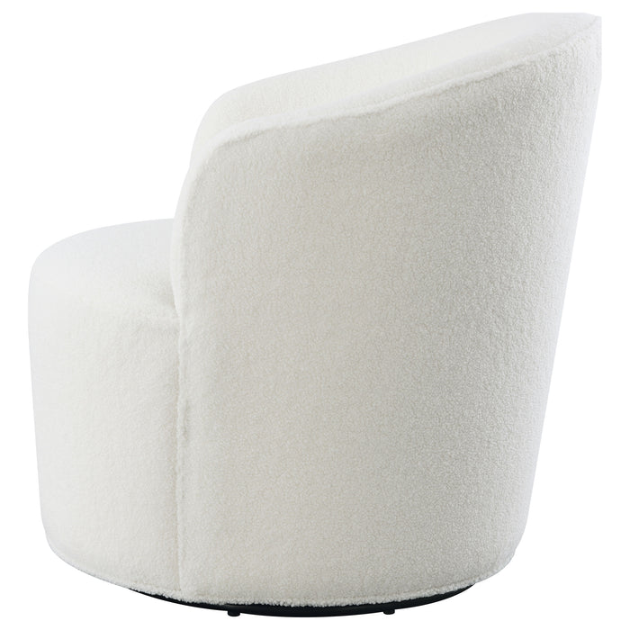 Joyce Upholstered Barrel Back Swivel Chair White