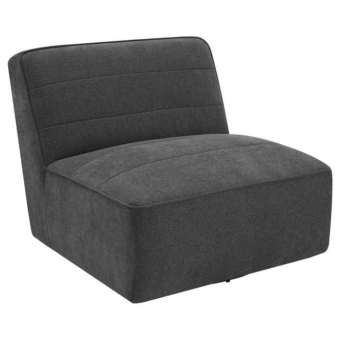 Cobie Upholstered Armless Swivel Chair Dark Charcoal