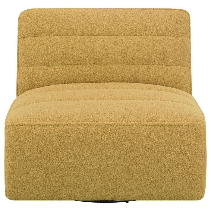 Cobie Upholstered Armless Swivel Chair Mustard