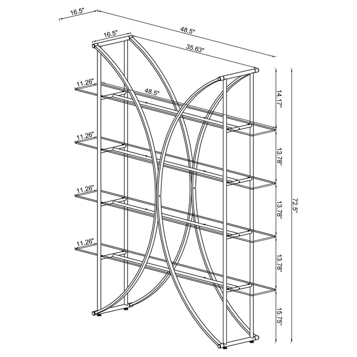 Larson 73-inch 4-shelf Glass Bookshelf Chrome