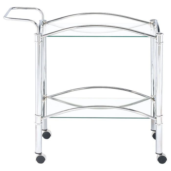 Shadix 2-tier Rectangular Glass Shelf Metal Bar Cart Chrome