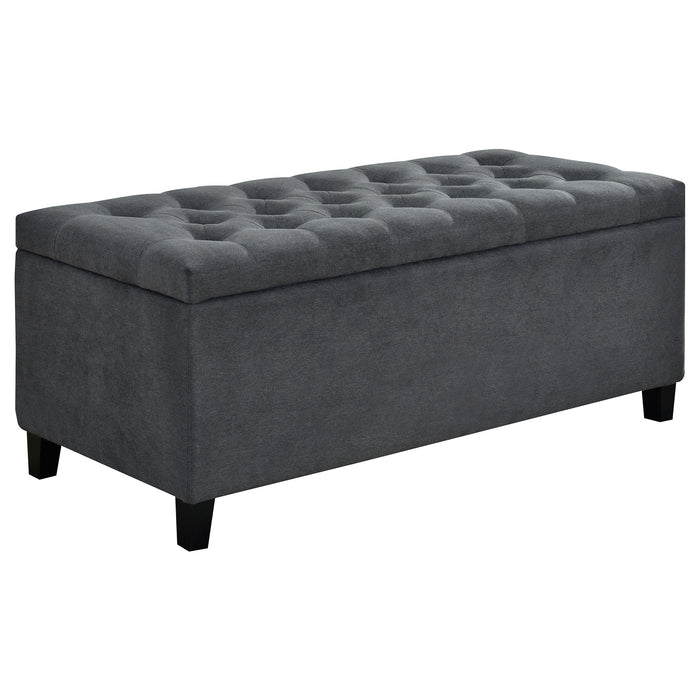 Samir Fabric Upholstered Tufted Storage Bench Charcoal