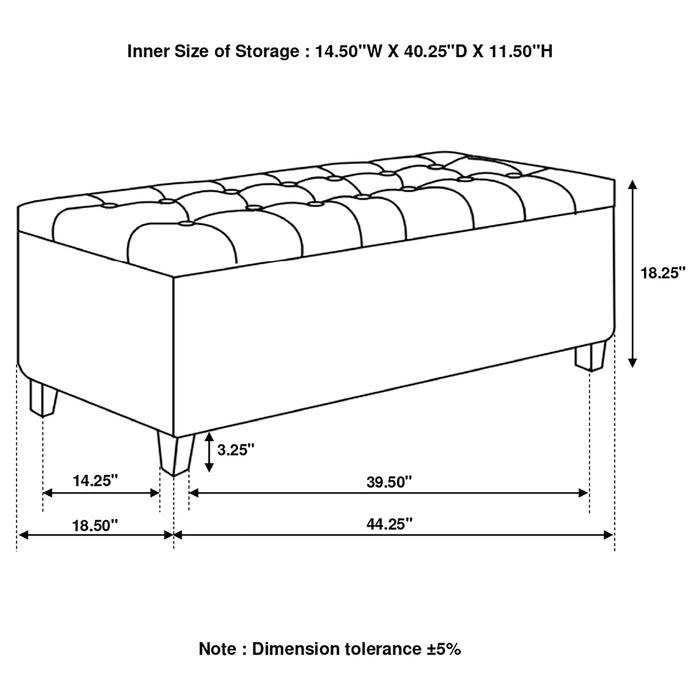 Samir Fabric Upholstered Tufted Storage Bench Charcoal