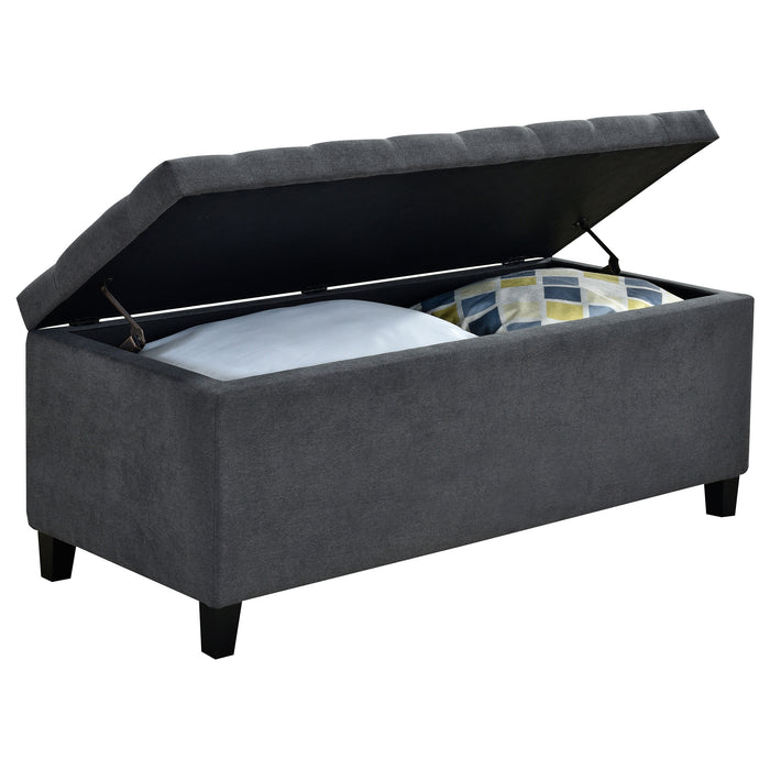 Samir Fabric Upholstered Tufted Storage Bench Charcoal