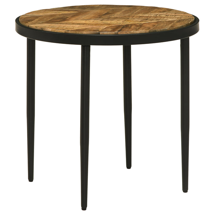 Hayden Round Wood Top Side Table Natural Mango and Black