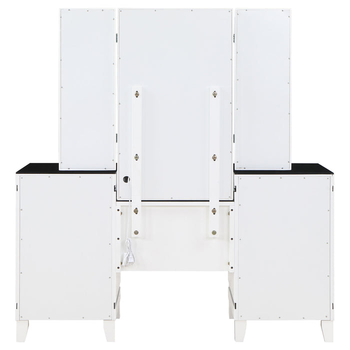 Talei 6-drawer Vanity Set with Lighting Black and White