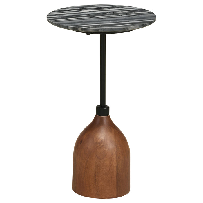 Ophelia Round Marble Top Accent Side Table Black