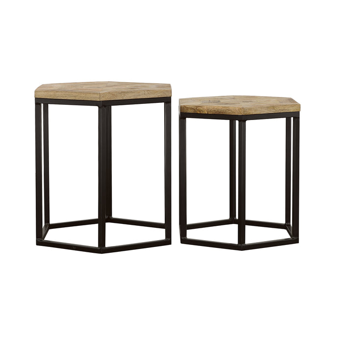 Adger 2-piece Hexagonal Nesting Tables Natural and Black