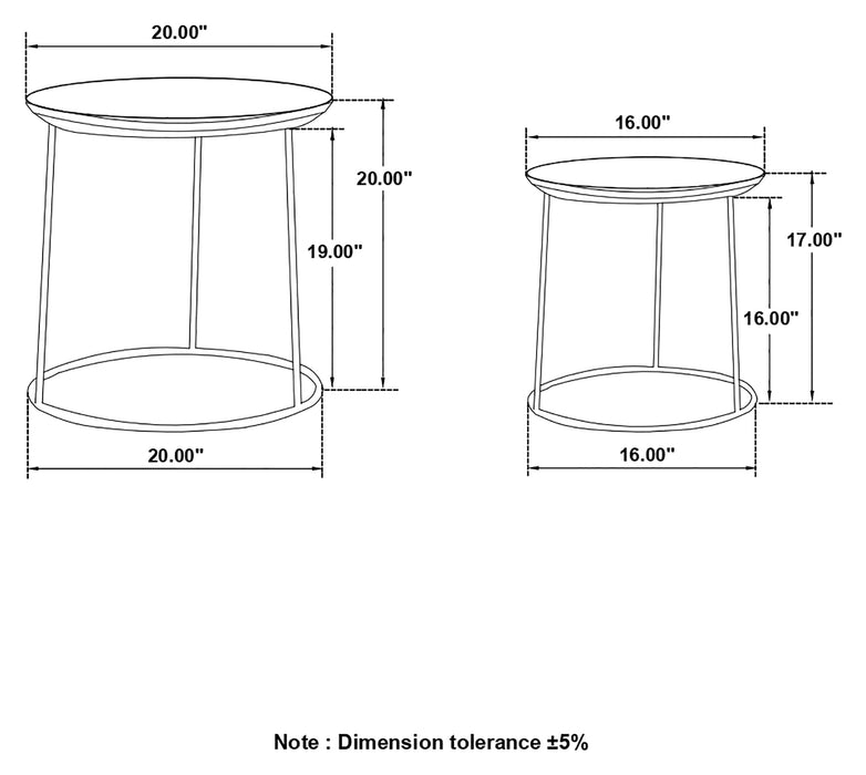 Loannis 2-piece Round Mango Wood Nesting Table Matte Black