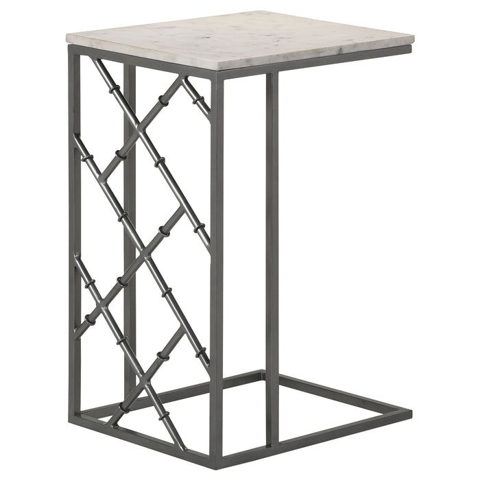 Angeliki Marble Top C-Shape Sofa Side Table Gunmetal