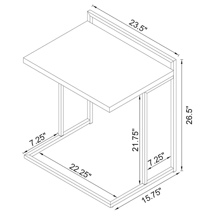 Dani Rectangular C-Shaped Sofa Side Table Cappuccino