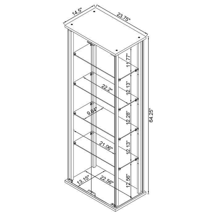 Delphinium 5-shelf Clear Glass Curio Display Cabinet Black