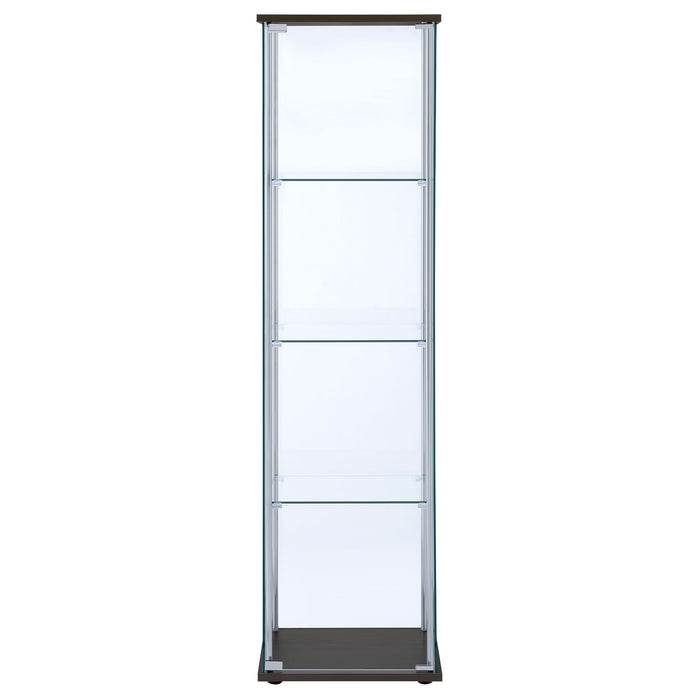 Bellatrix 4-shelf Clear Glass Curio Cabinet Cappuccino