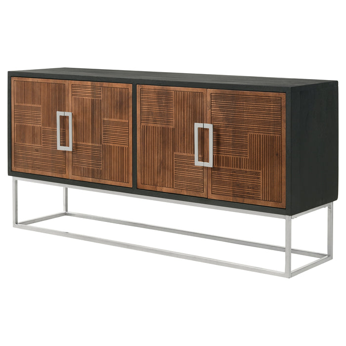 Borman 4-door Wood Accent Cabinet Walnut and Black