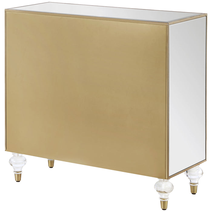 Astilbe 2-door Mirrored Accent Cabinet Silver and Champagne