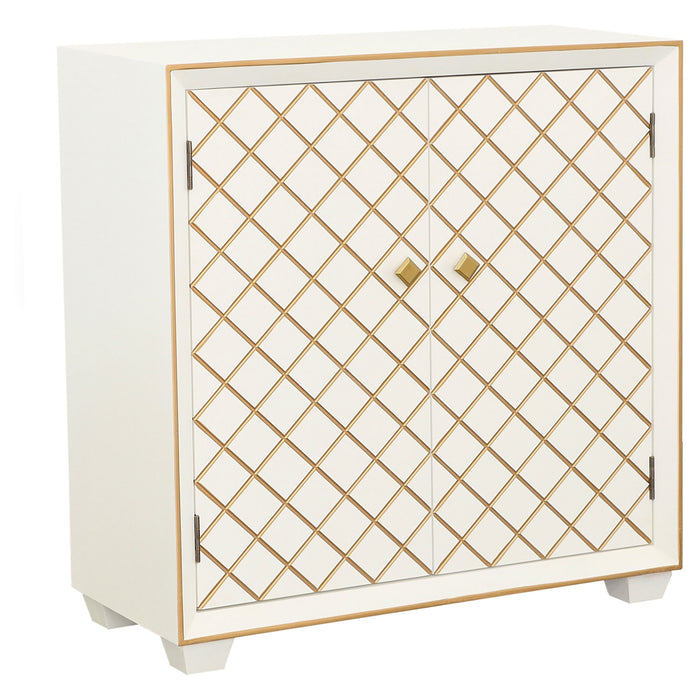 Belinda 2-door Storage Accent Cabinet White and Gold