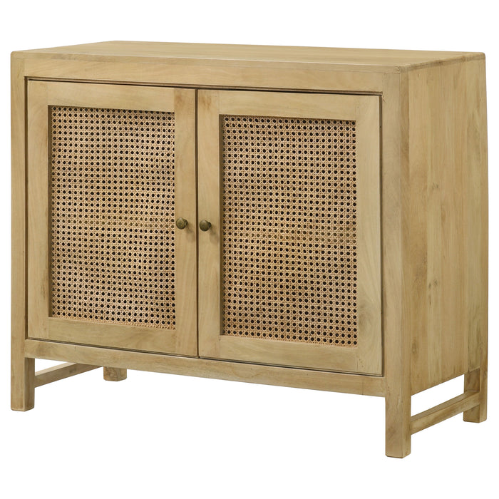 Zamora 2-door Wood Accent Cabinet with Woven Cane Natural