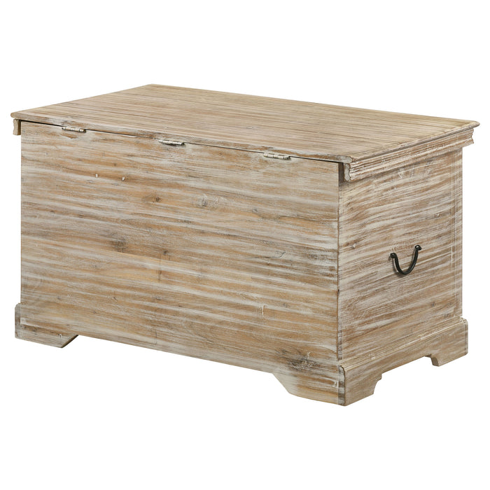 Nilay Wood Storage Trunk White Washed and Black