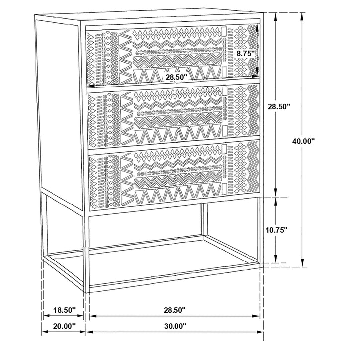 Alcoa 3-drawer Multi-Purpose Tall Accent Cabinet Black