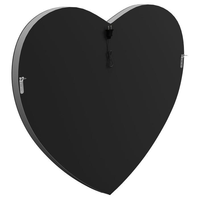 Aiko 36 x 30 Inch Heart Shaped LED Light Wall Mirror Silver