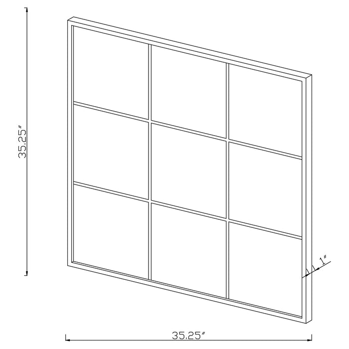 Quetzal 35 x 35 Inch Square Window Pane Wall Mirror Black