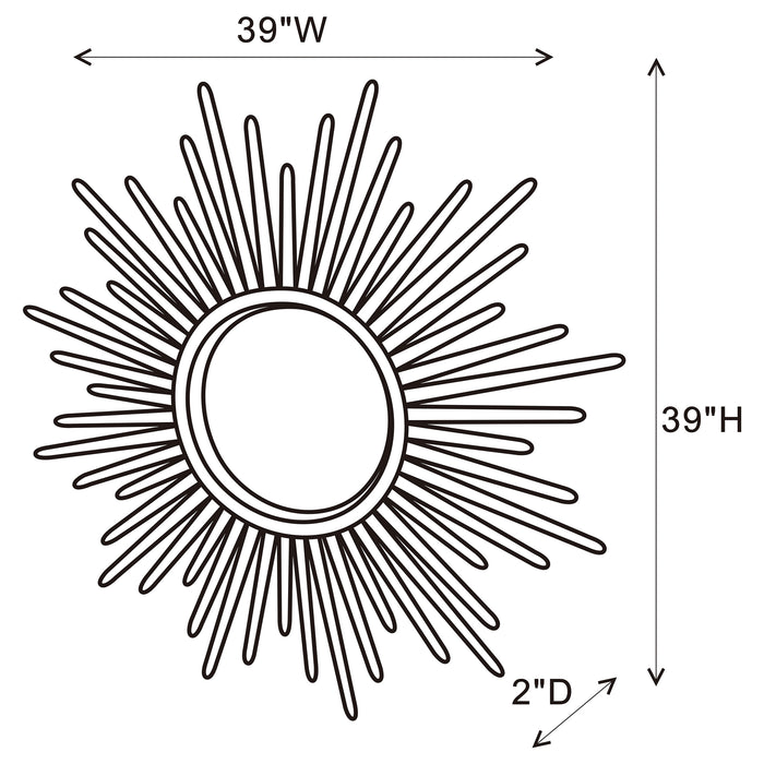 Beiwen 39 x 39 Inch Sun Burst Wall Mirror Champagne