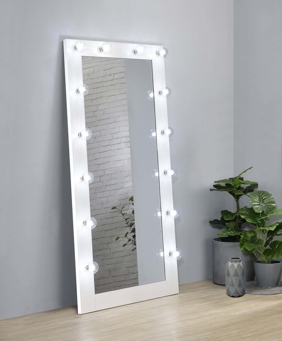 Zayan 32 x 71 Inch Floor Mirror LED Lighting White Gloss